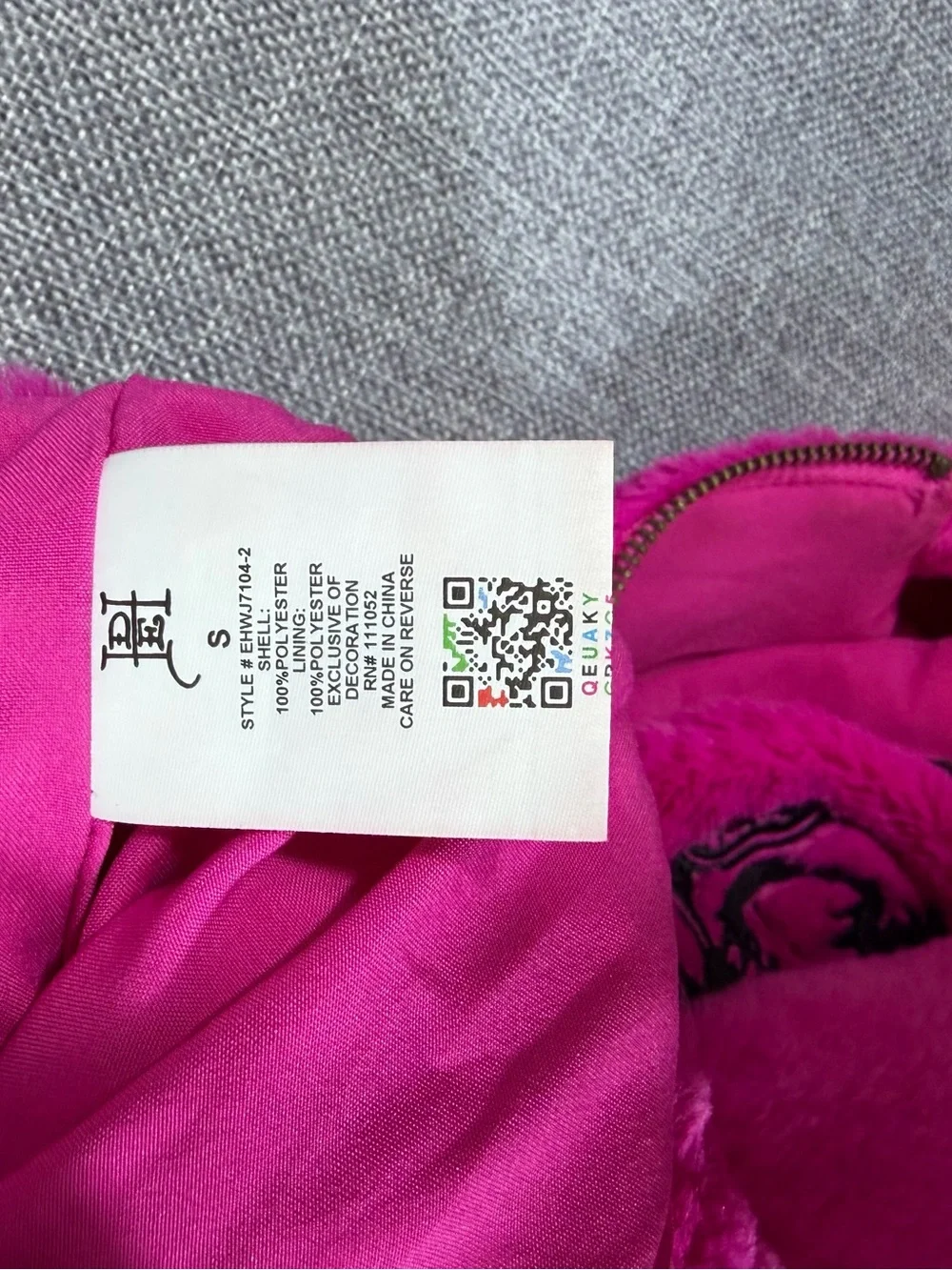 Ed Hardy Hot Pink Faux Fur Cropped Hooded Jacket with Black Panther Motif